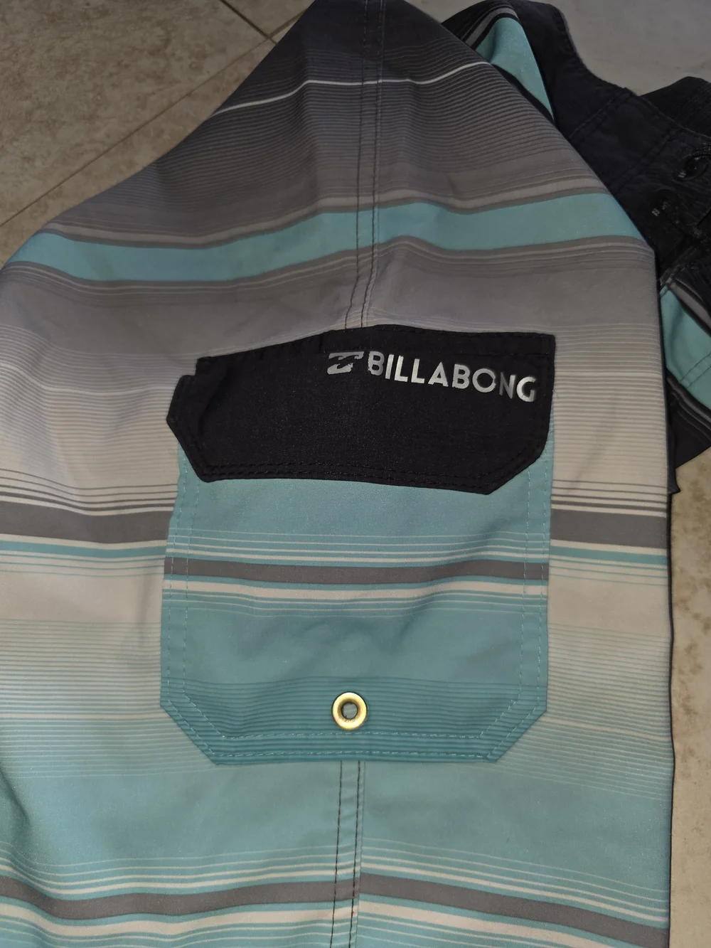 Billabong Men’s Aqua and Gray Stripe Board Shorts